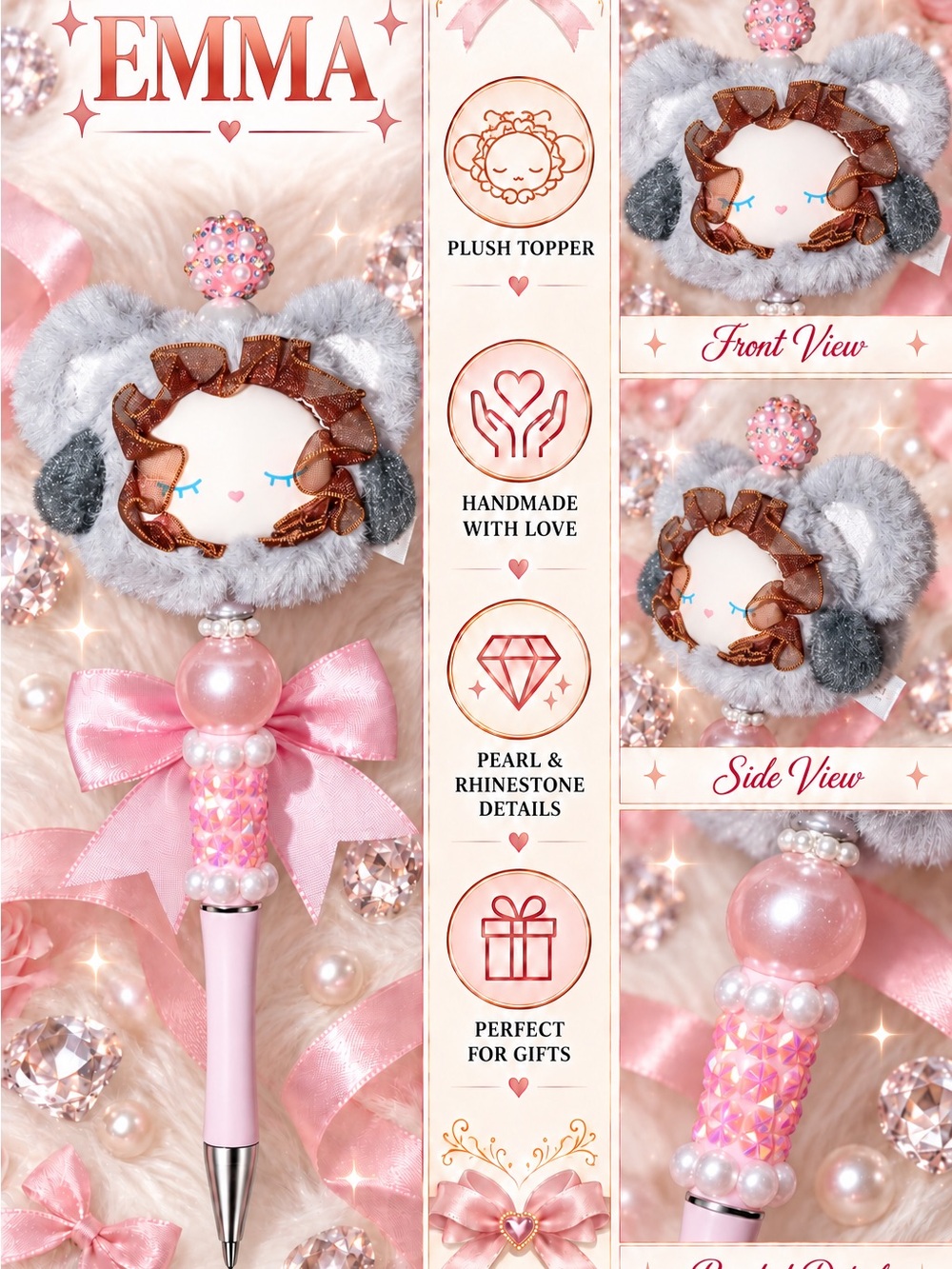 Emma Plush Topper Pink Pen for Kids